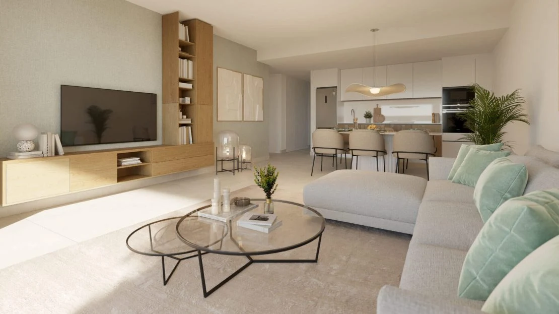 Lichte woonkamer met terrastoegag en moderne afwerking