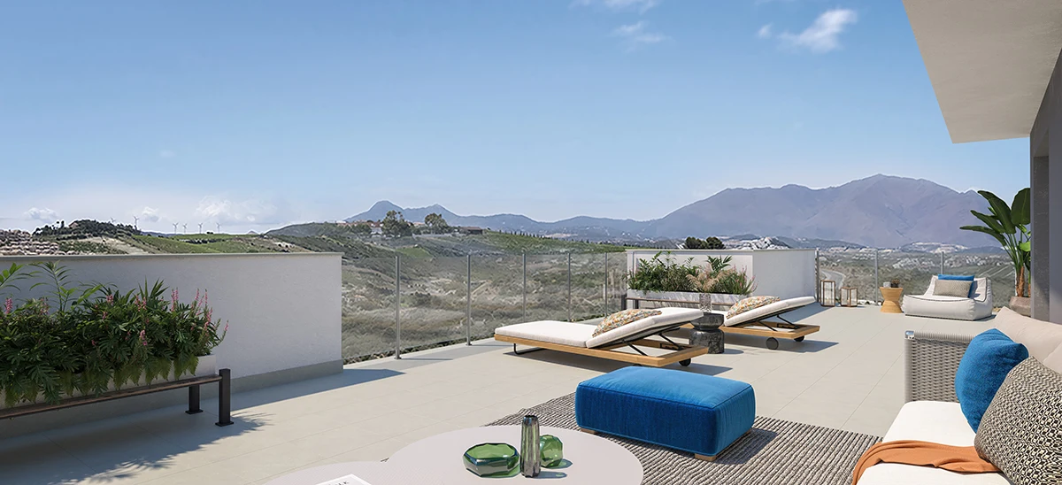 Ruim terras van een appartement in Alonia Manilva