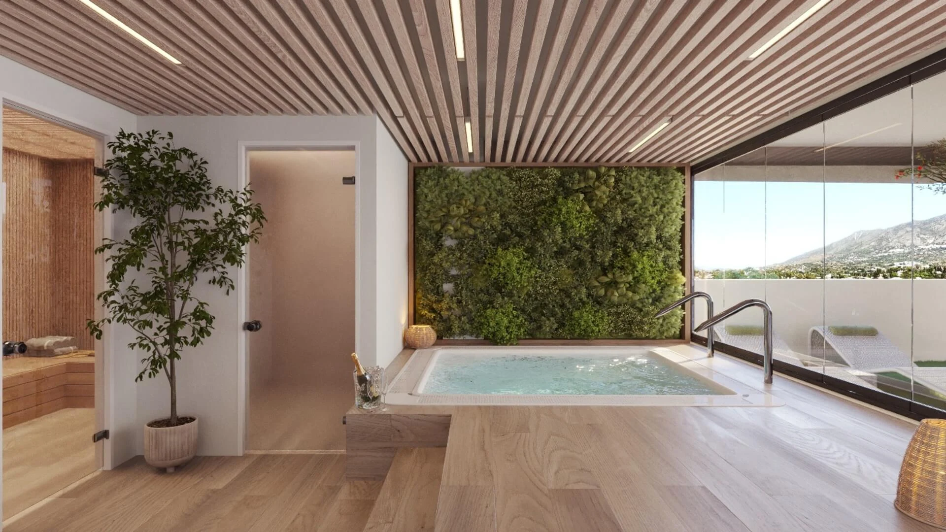Wellnessruimte met jacuzzi en sauna