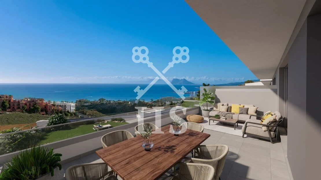 Terras van een Blue Marine appartement
