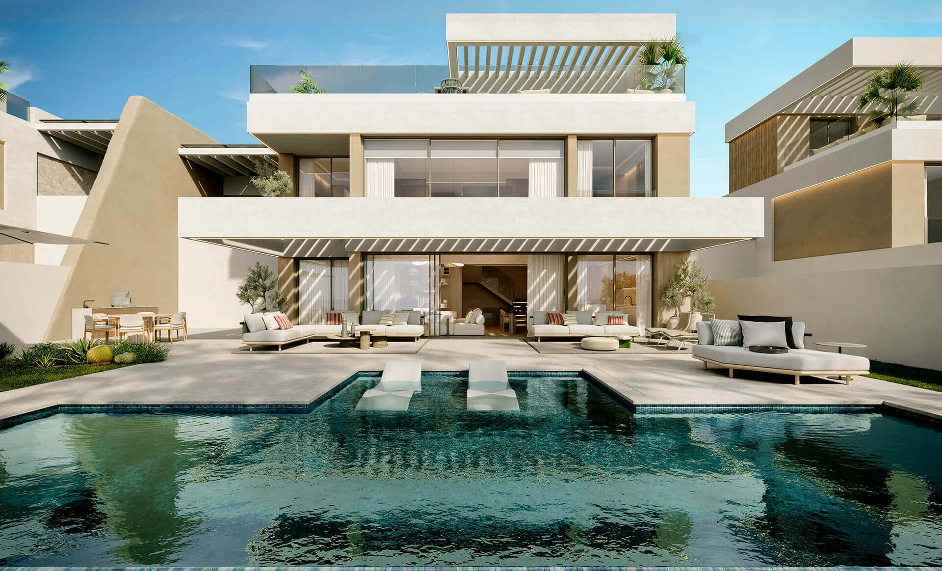 Villa met privé-infinity zwembad en dubbelhoge leefruimte