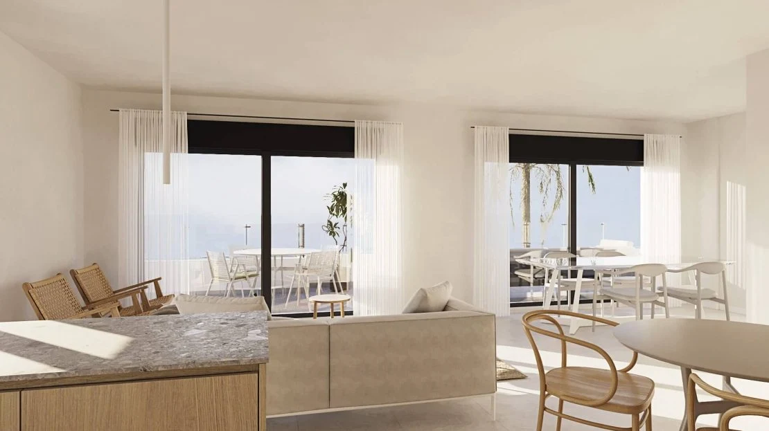 Terras met zeezicht en mediterrane omgeving