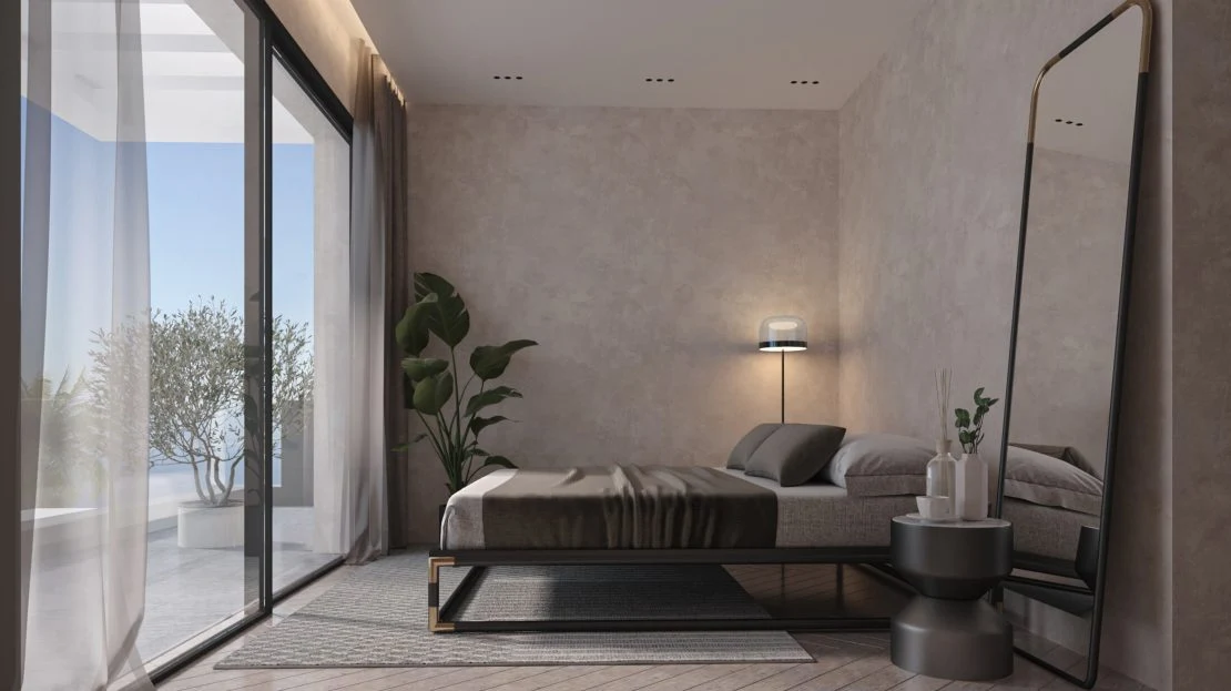 Slaapkamer of leefruimte van een Equilibrio appartement