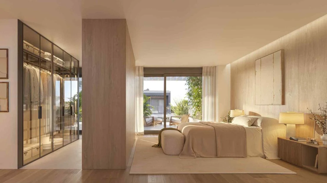 Hoofdslaapkamer van een Isla Bela appartement