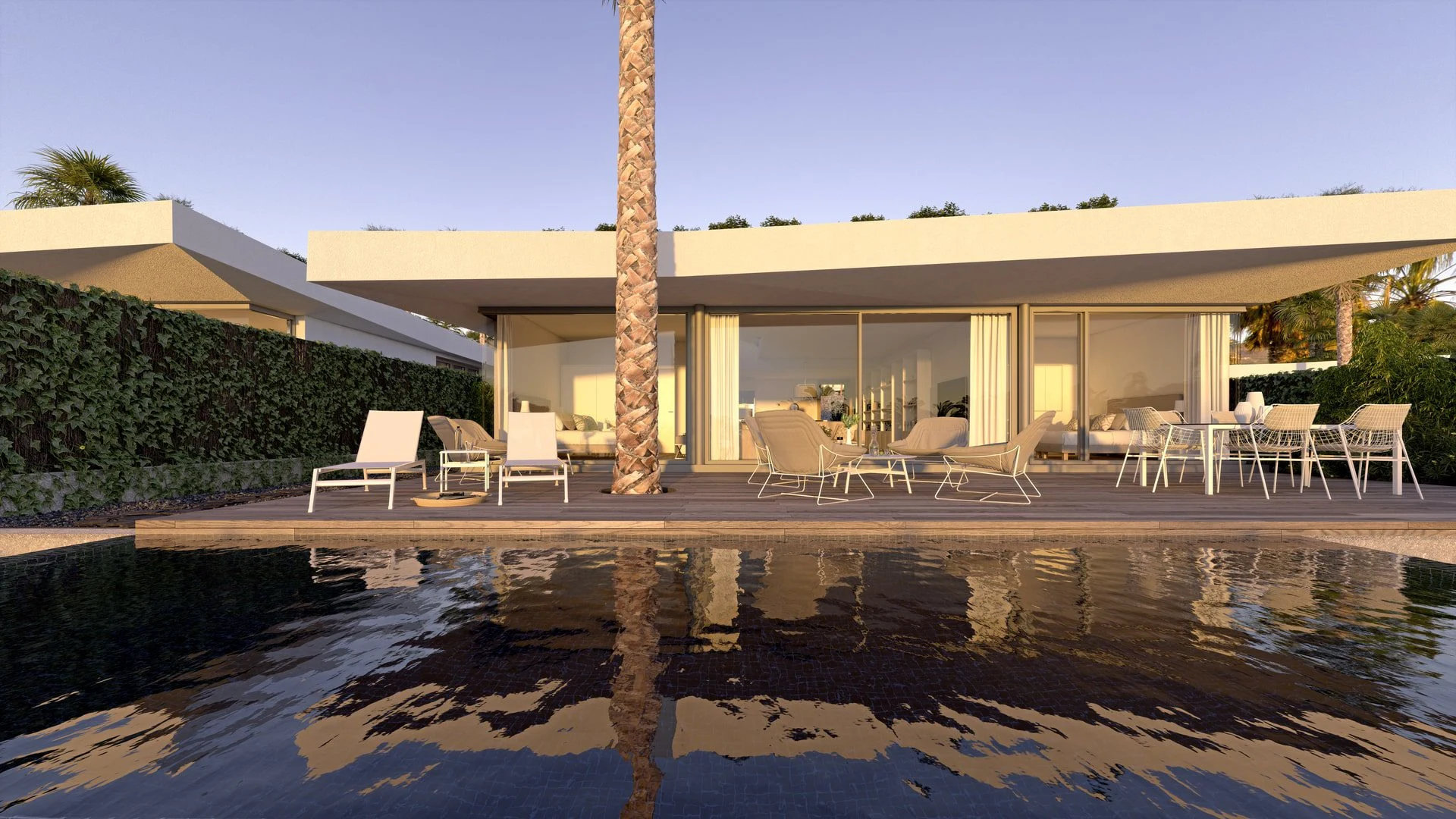 Tenniscomplex Las Villas del Tenis Tenerife bij zonsondergang