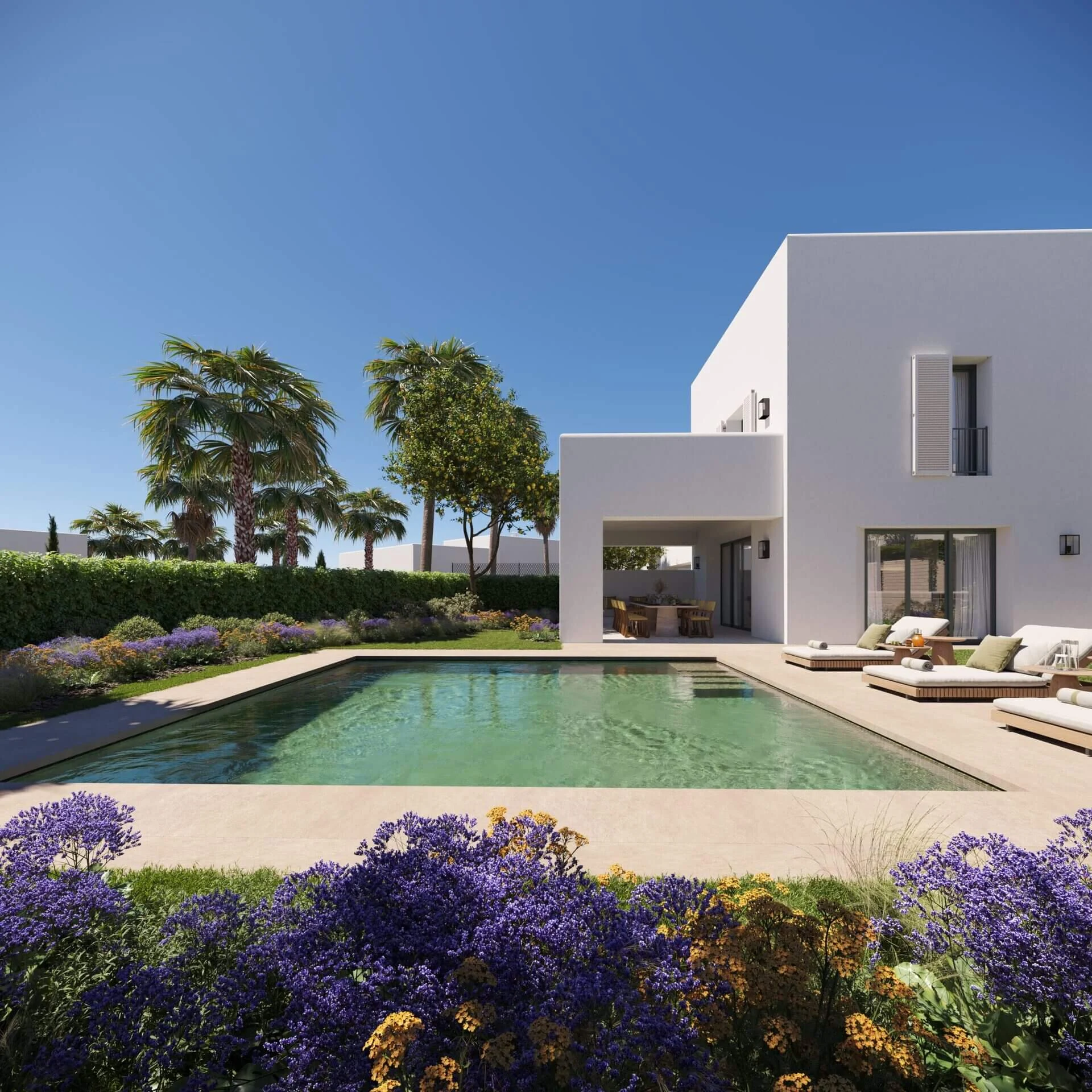 Villa met zwembad en palmbomen
