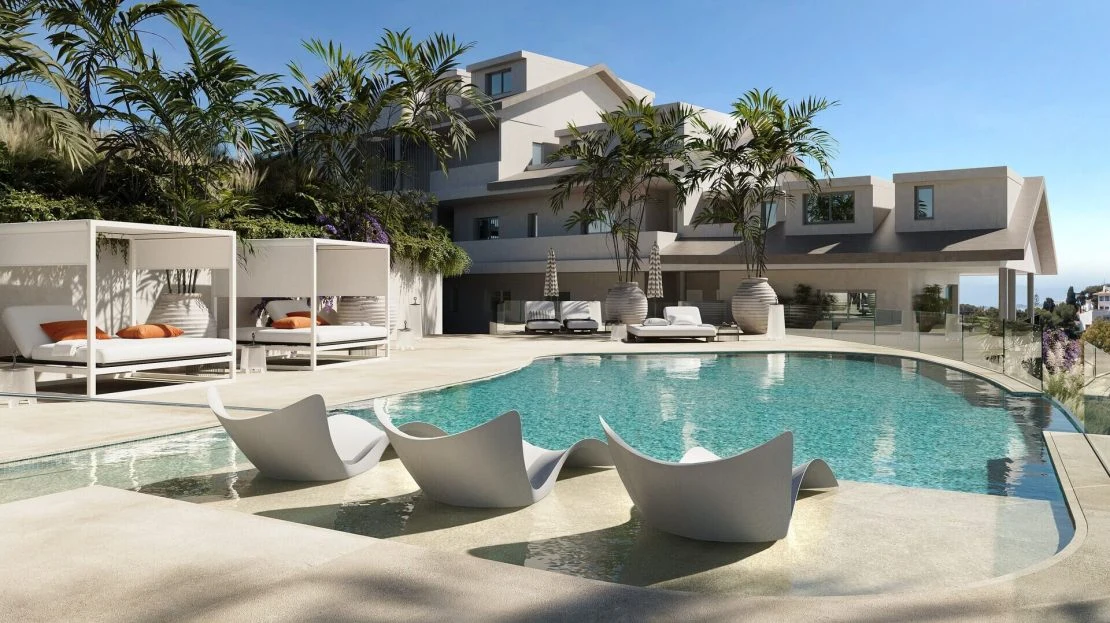 Terras van een Macan Beach Residences penthouse met zeezicht