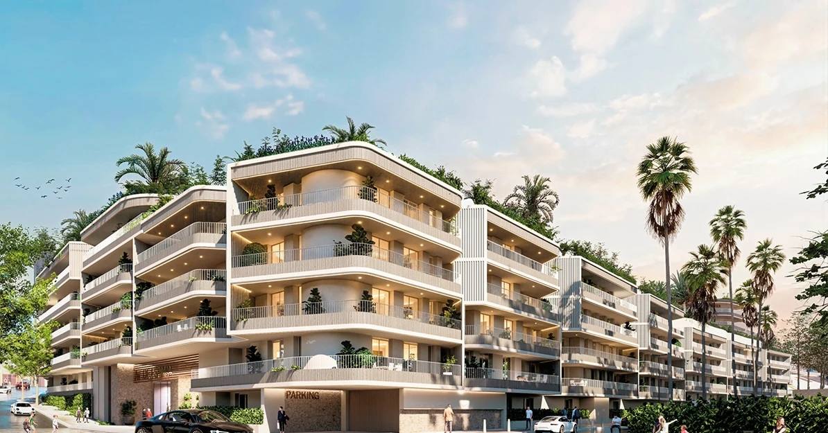 Magna Torremolinos — gebogen gevel met begroeide balkons