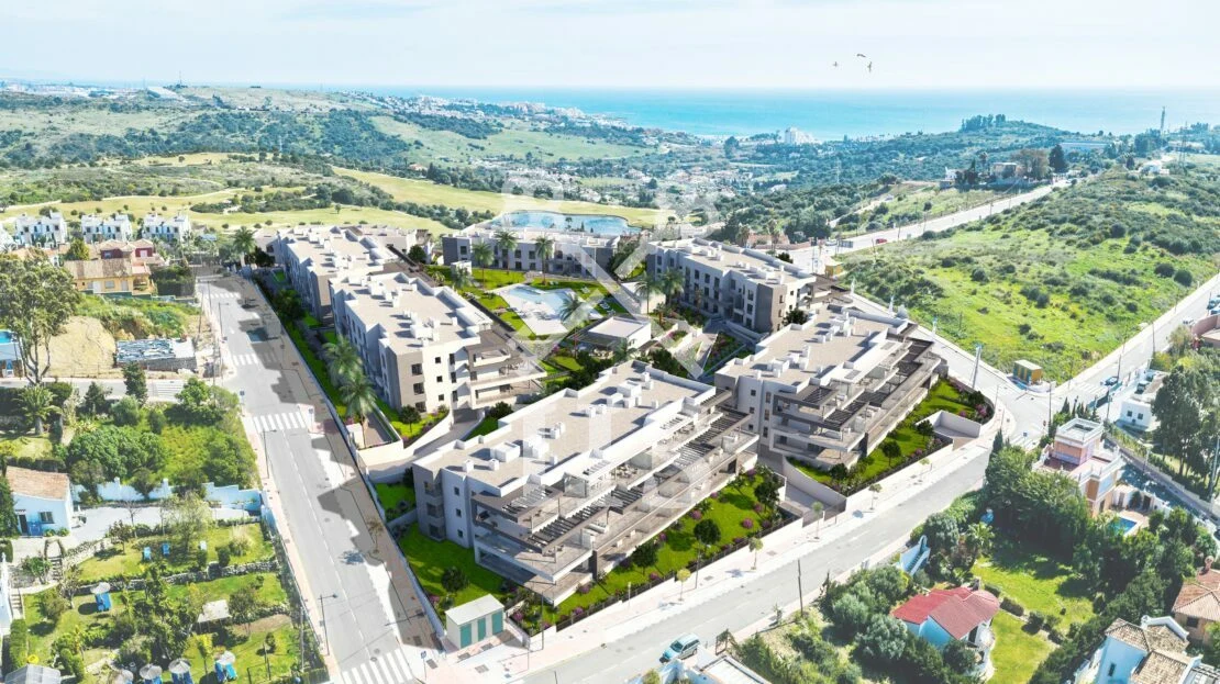 Valle Romano — luchtfoto van de privé urbanisatie in Estepona